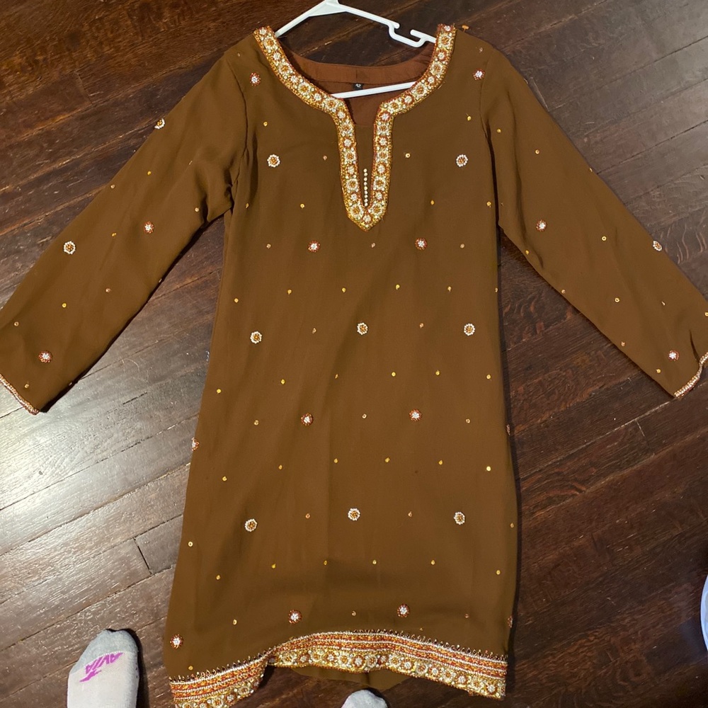 Brown sequin dress